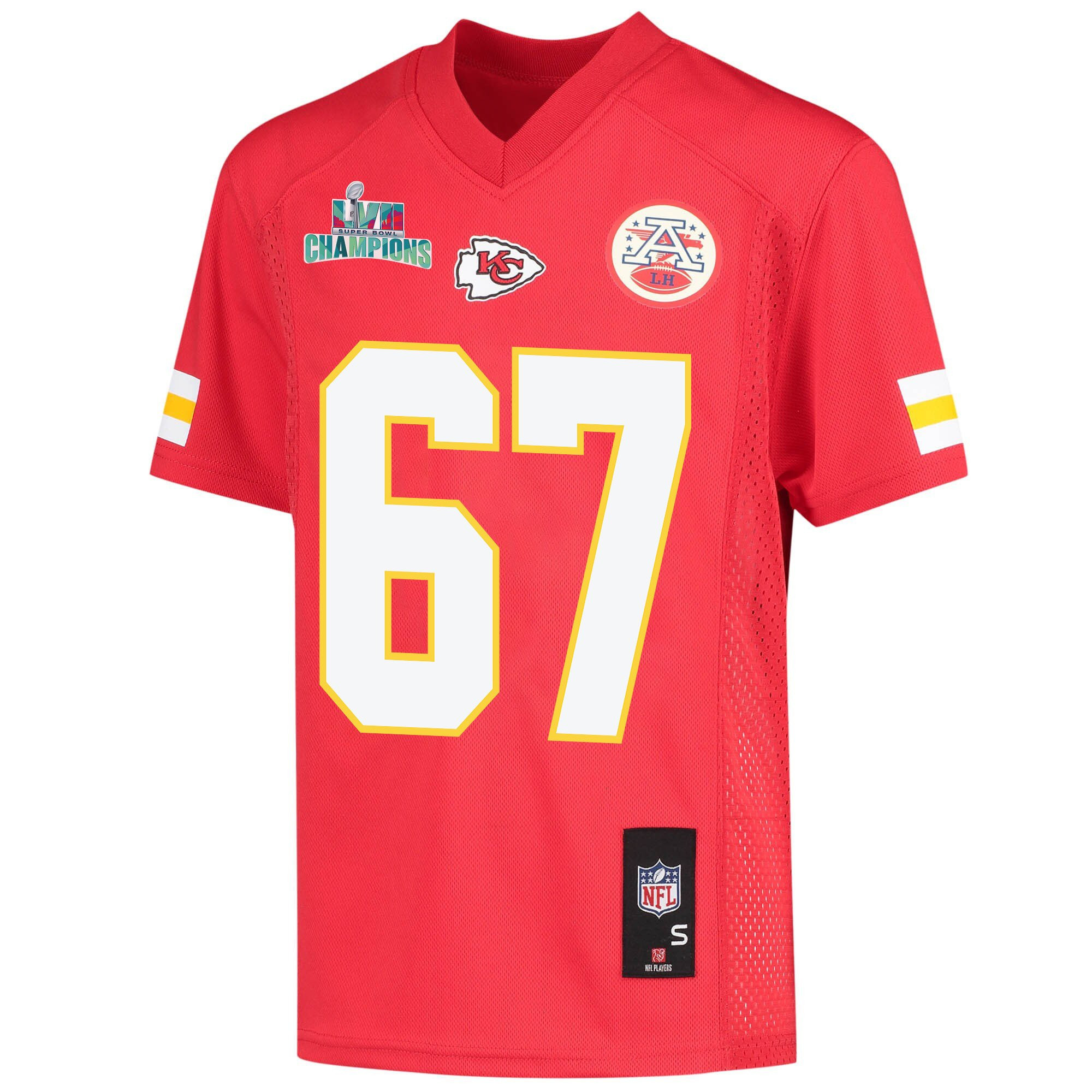 Lucas Niang 67 Kansas City Chiefs Super Bowl LVII Champions Youth Game Jersey - Red