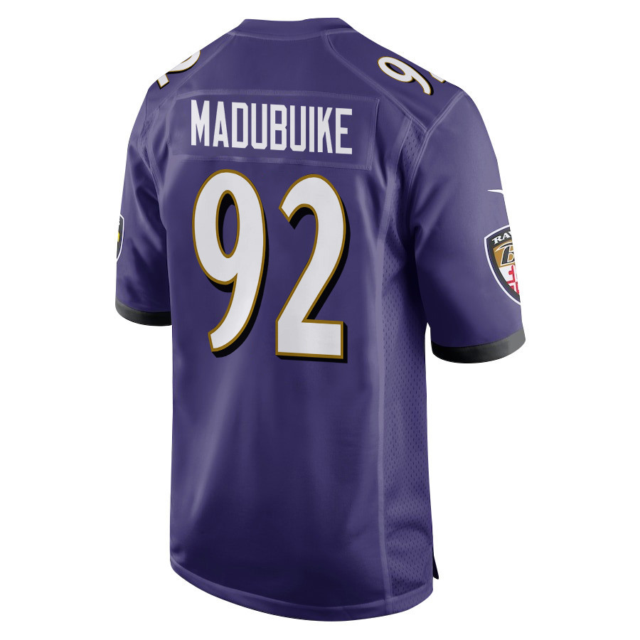 Nnamdi Madubuike 92 Baltimore Ravens Super Bowl LIX New Orleans Patch Game Men Jersey - Purple