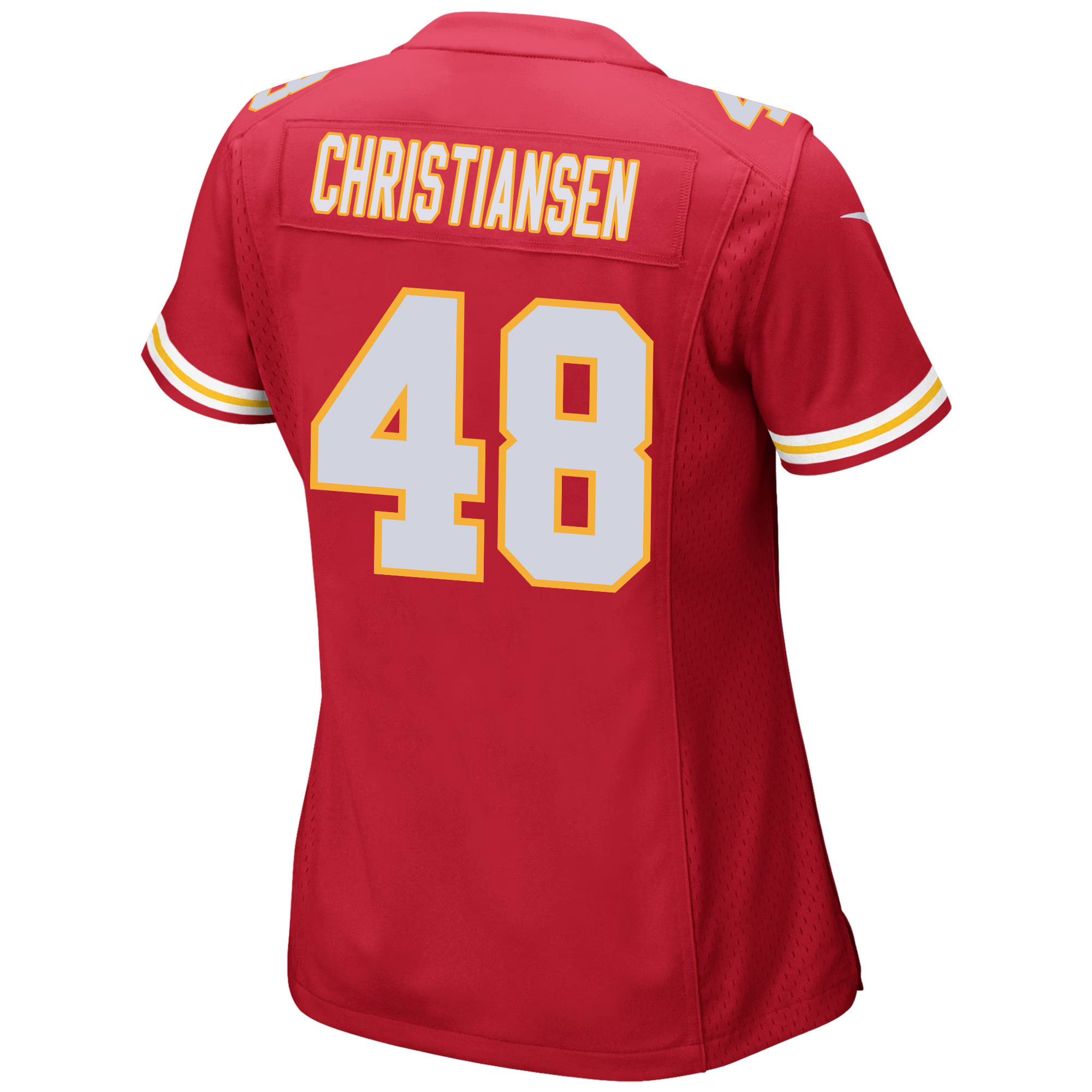 Cole Christiansen 48 Kansas City Chiefs Super Bowl LVIII Patch Game Women Jersey - Red