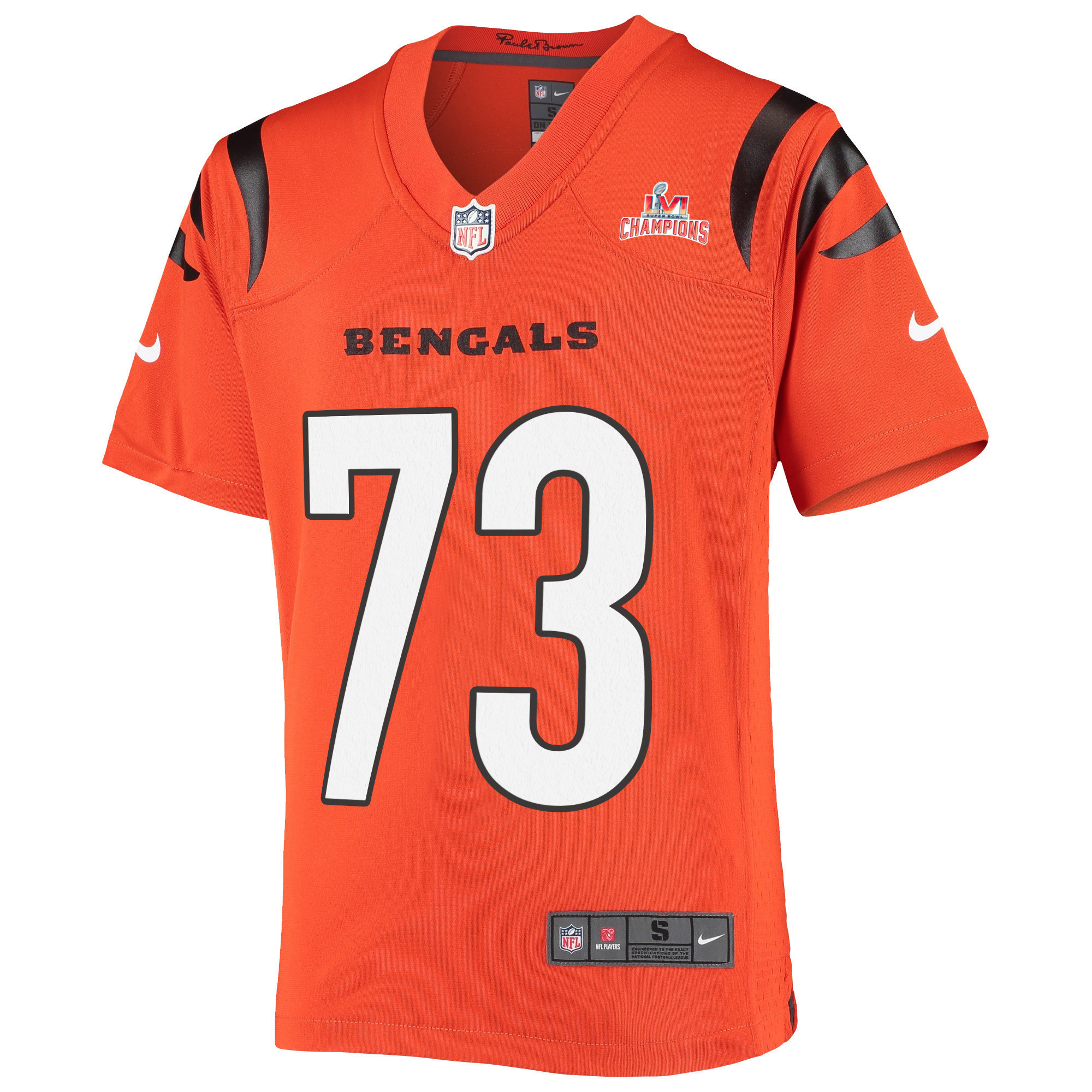 Super Bowl LVI Champions Cincinnati Bengals Jonah Williams 73 Orange Youth's Jersey Jersey