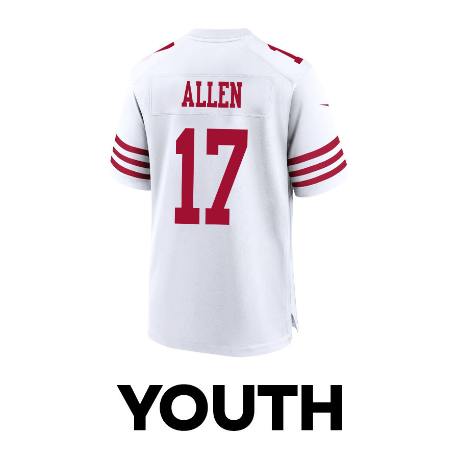 Brandon Allen 17 San Francisco 49ers Super Bowl LVIII Patch Game YOUTH Jersey - White