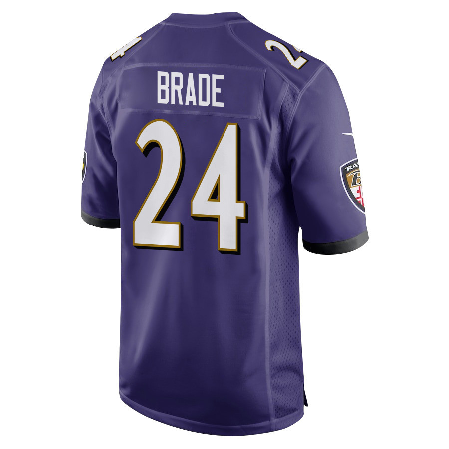 Beau Brade 24 Baltimore Ravens Super Bowl LIX New Orleans Patch Game Men Jersey - Purple
