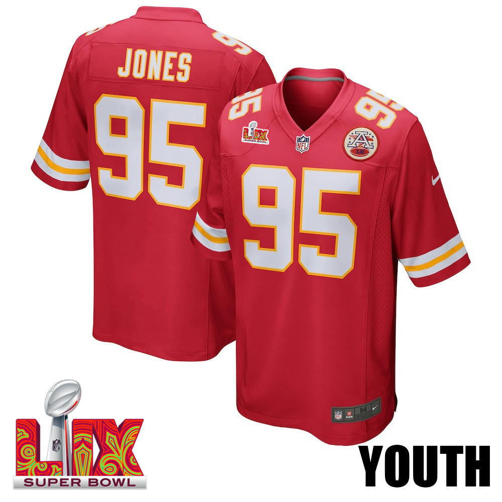 Chris Jones #95 Kansas City Chiefs Super Bowl LIX YOUTH Jersey - Red
