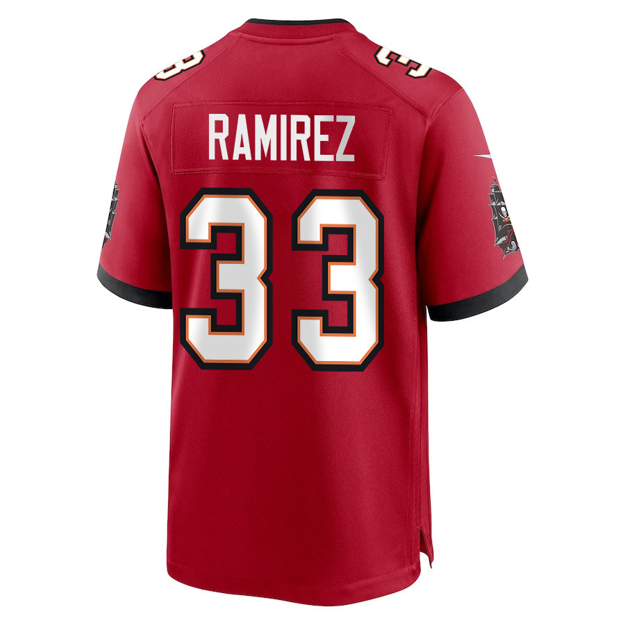 Jose Ramirez 33 Tampa Bay Buccaneers Super Bowl LIX New Orleans Patch Game Men Jersey - Red