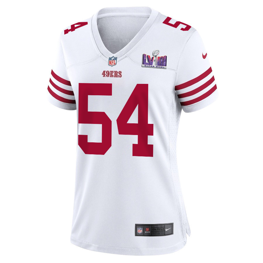 Fred Warner 54 San Francisco 49ers Super Bowl LVIII Patch Game Women Jersey - White