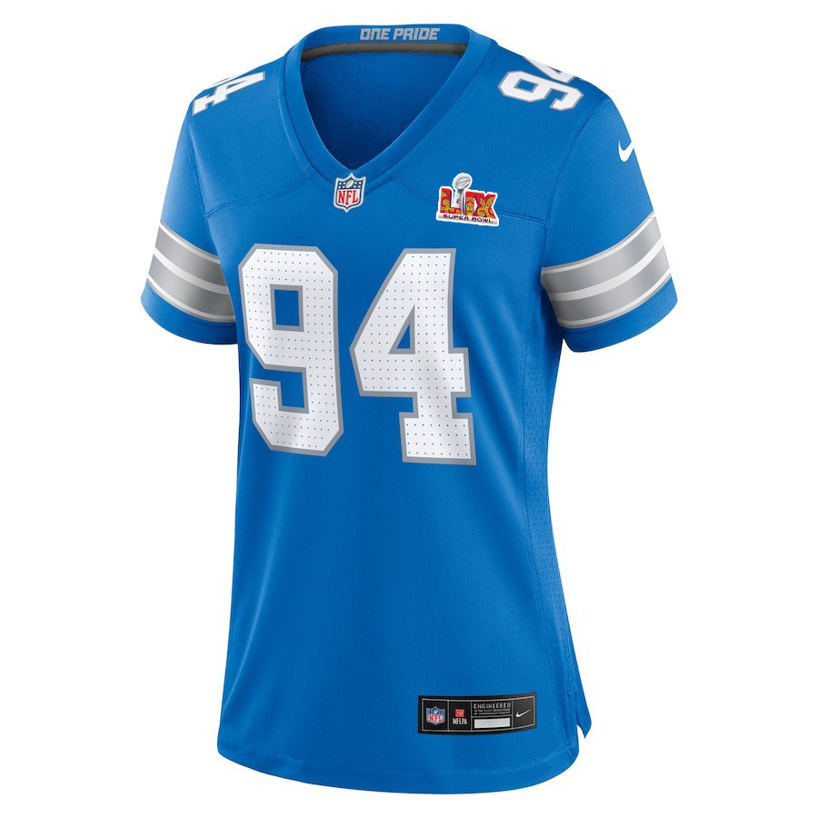 Mekhi Wingo #94 Detroit Lions Super Bowl LIX Women's Jersey - Blue