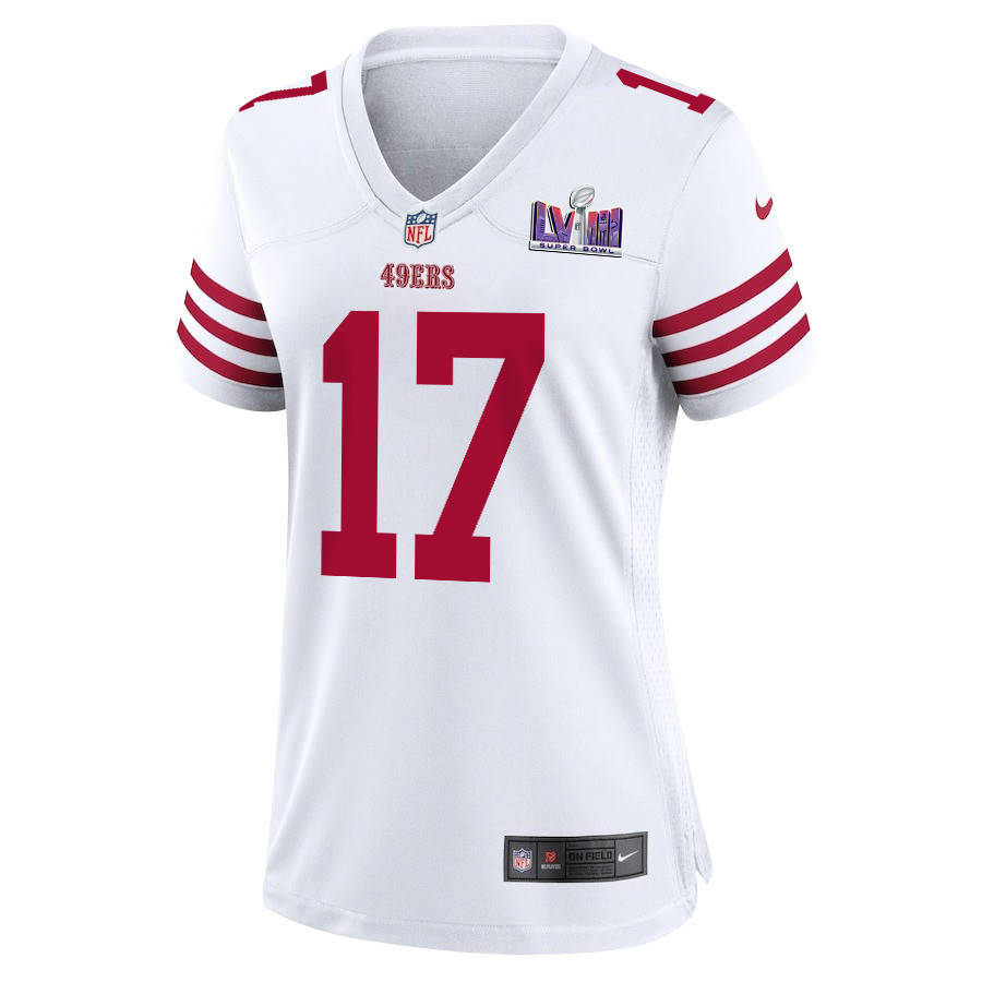 Brandon Allen 17 San Francisco 49ers Super Bowl LVIII Patch Game Women Jersey - White
