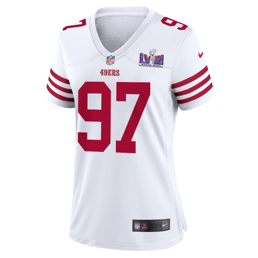 Nick Bosa 97 San Francisco 49ers Super Bowl LVIII Patch Game Women Jersey - White
