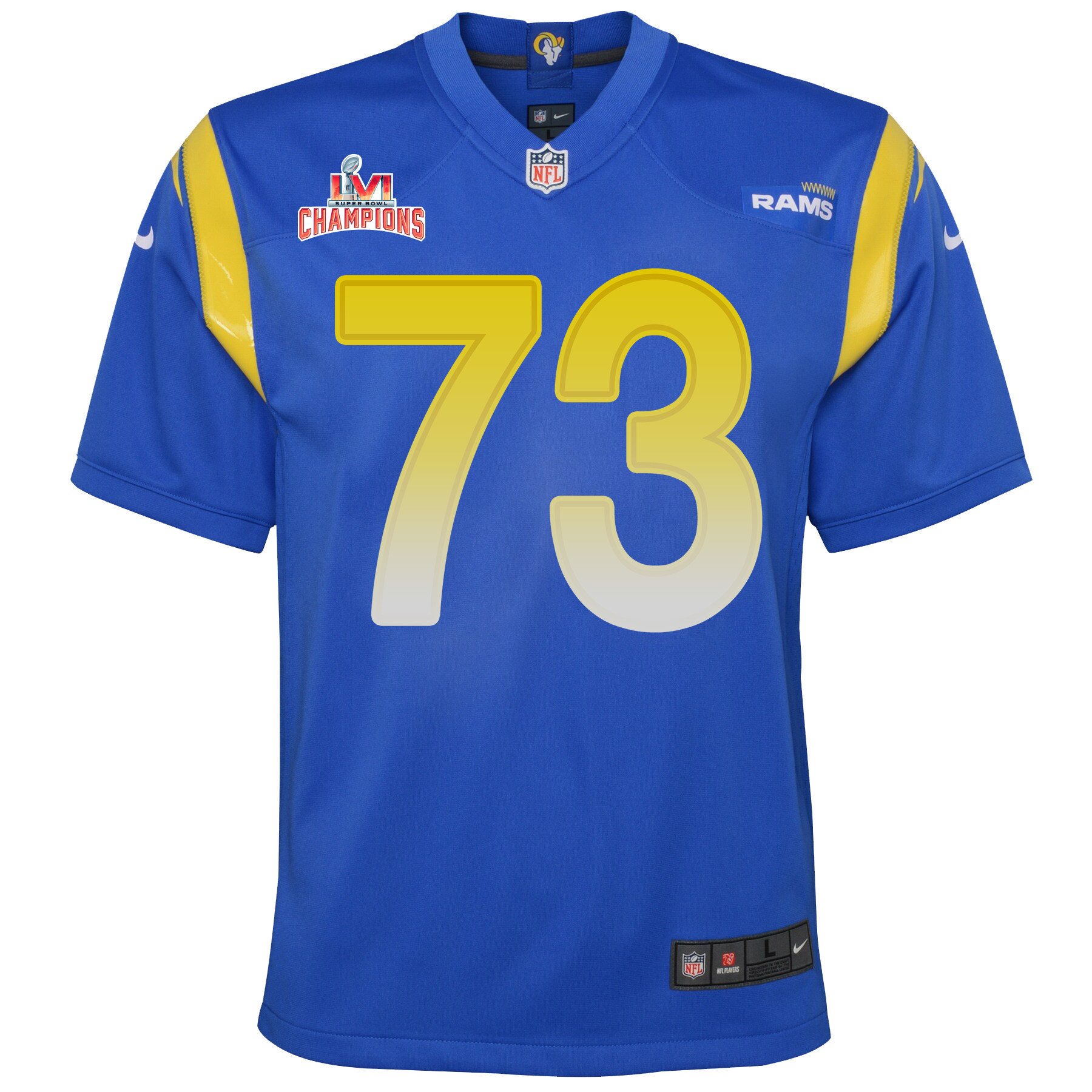 Super Bowl LVI Champions Los Angeles Rams David Edwards 73 Royal Youth's Jersey Jersey