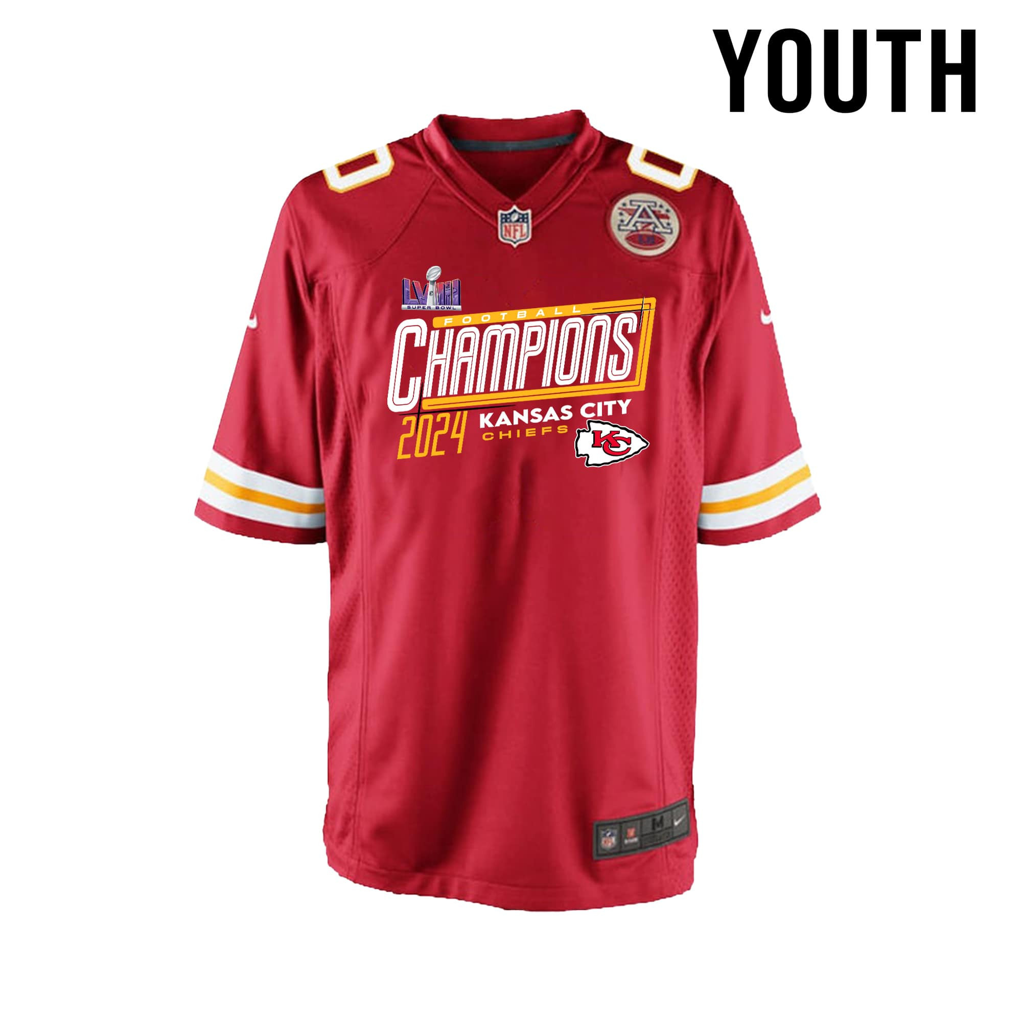 Kansas City Chiefs Football Super Bowl LVIII Champions Game YOUTH Jersey - Red V24