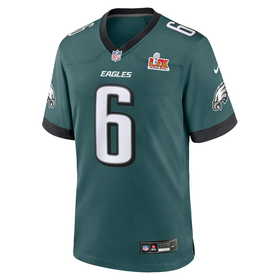 DeVonta Smith #6 Philadelphia Eagles Super Bowl LIX Jersey - Men's - Midnight Green
