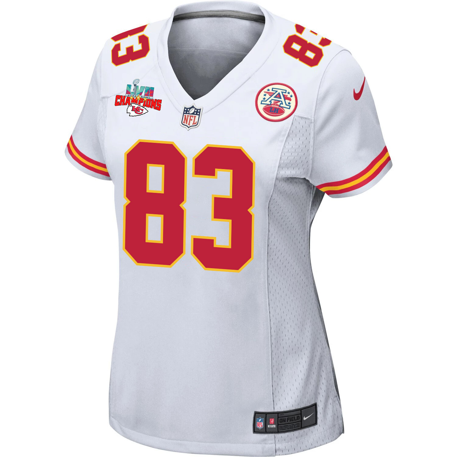 Noah Gray 83 Kansas City Chiefs Super Bowl LVII Champions 3 Stars Women Game Jersey - White