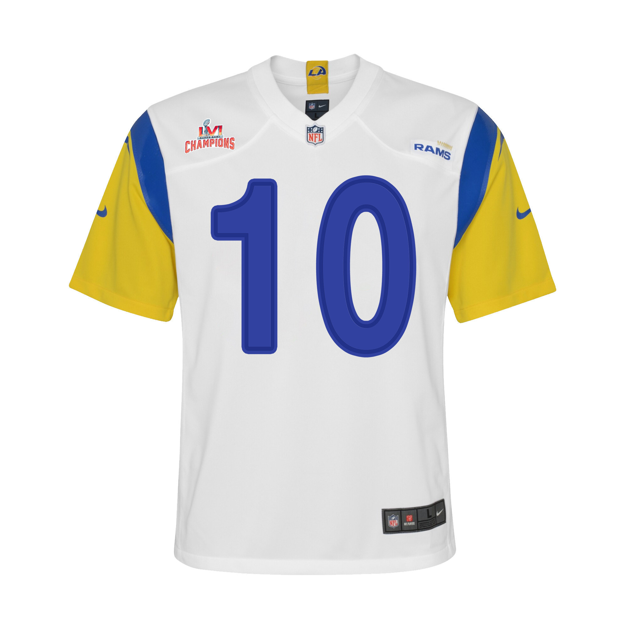 Super Bowl LVI Champions Los Angeles Rams Cooper Kupp 10 White Youth's Jersey Jersey