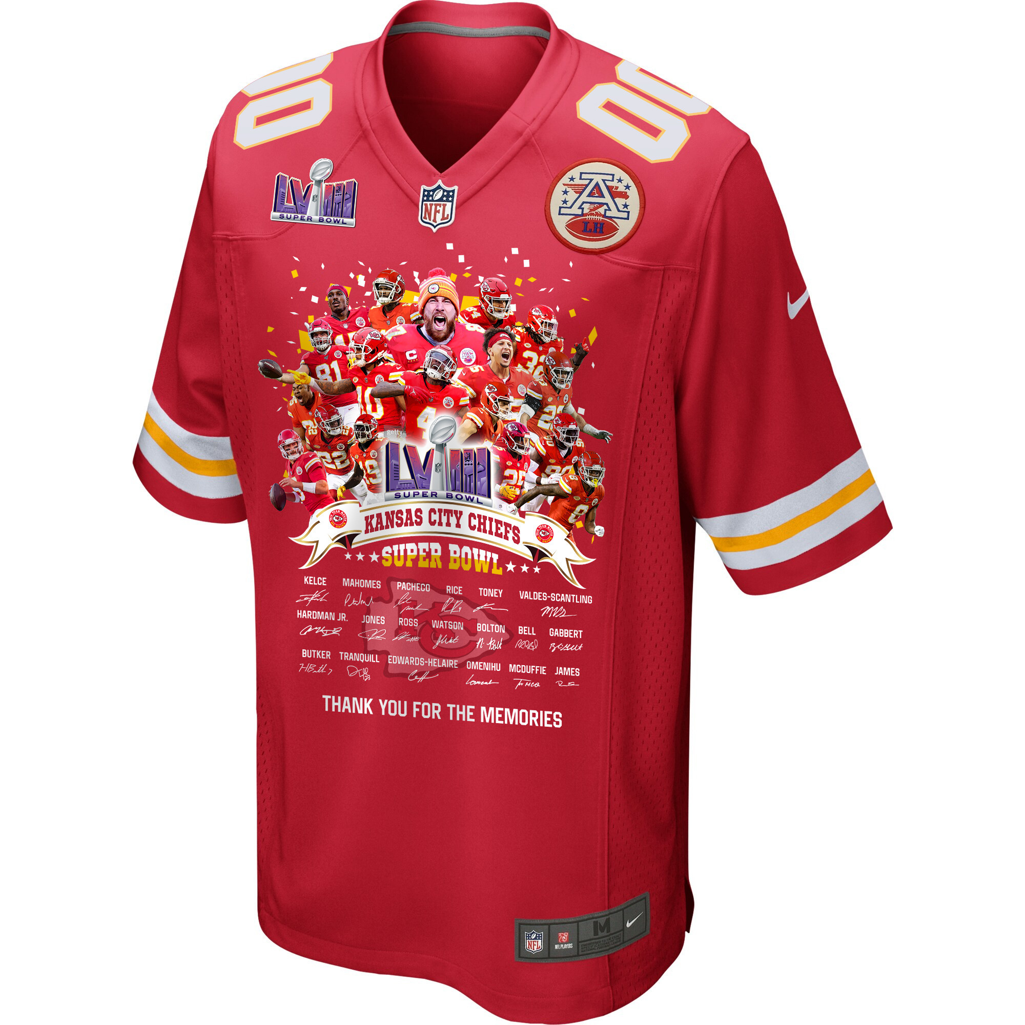 Kansas City Chiefs Super Bowl LVIII Thanks For Memories Game Custom Men Jersey - Red