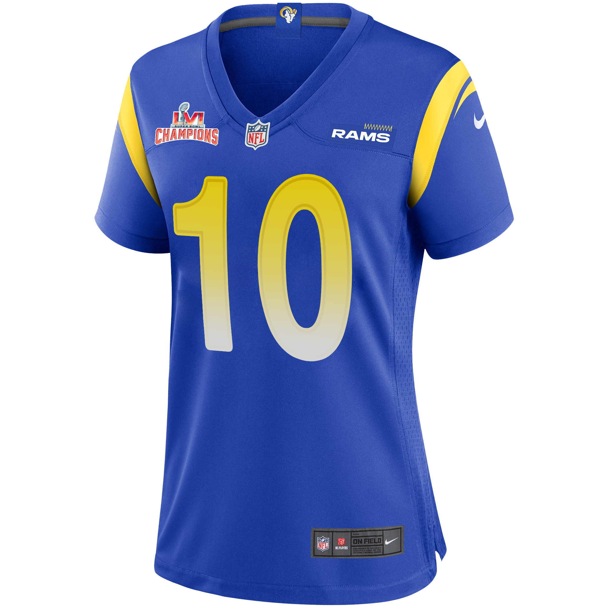 Super Bowl LVI Champions Los Angeles Rams Cooper Kupp 10 Royal Women's Jersey Jersey