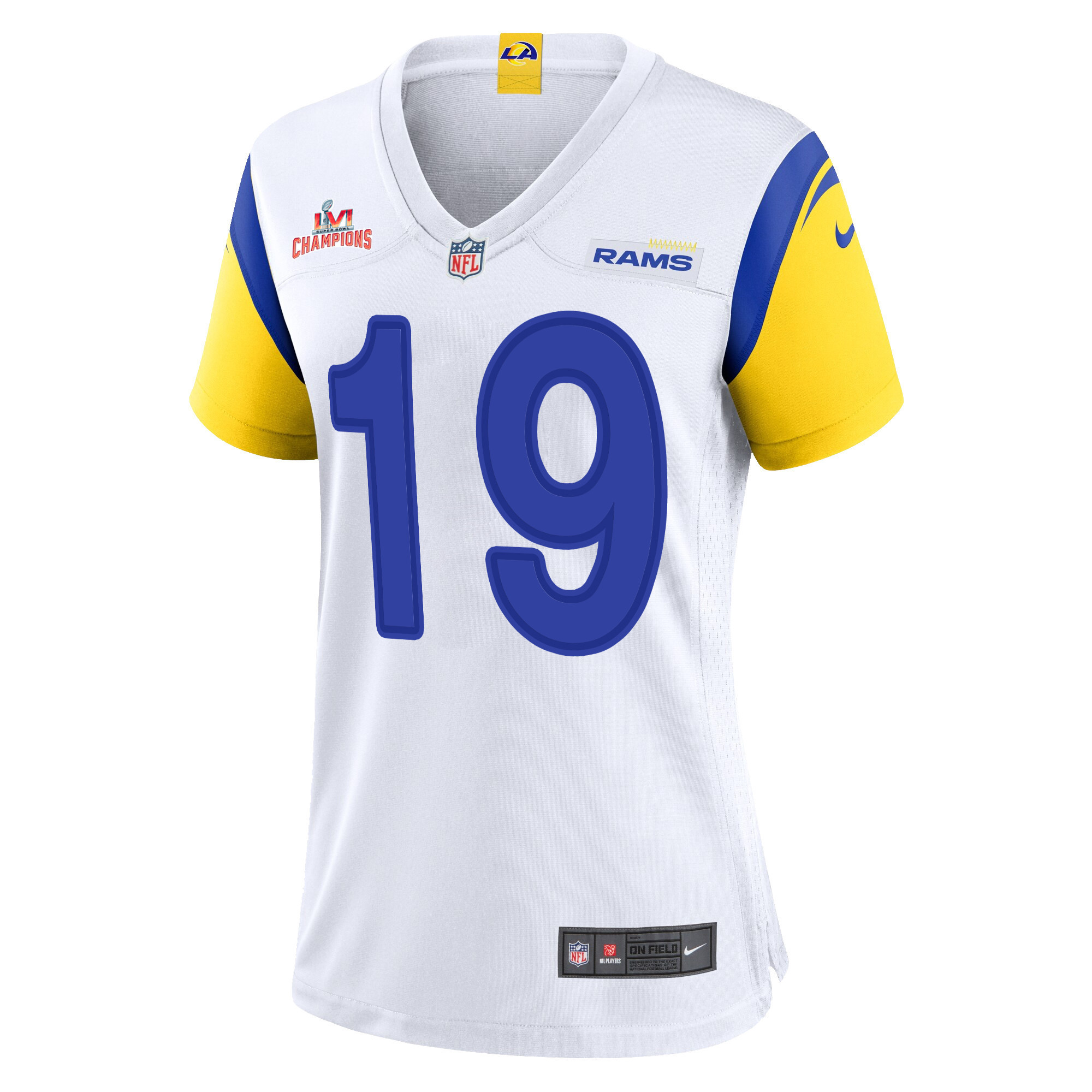 Super Bowl LVI Champions Los Angeles Rams Brandon Powell 19 White Women's Jersey Jersey