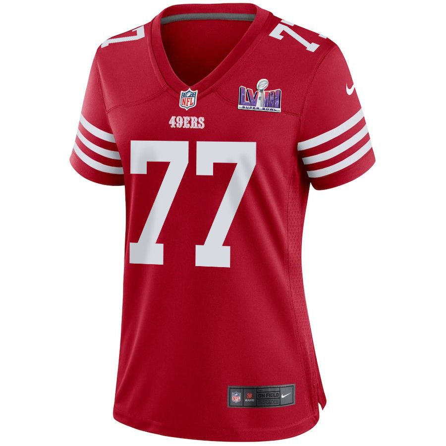 Alfredo Gutierrez 77 San Francisco 49ers Super Bowl LVIII Patch Game Women Jersey - Scarlet