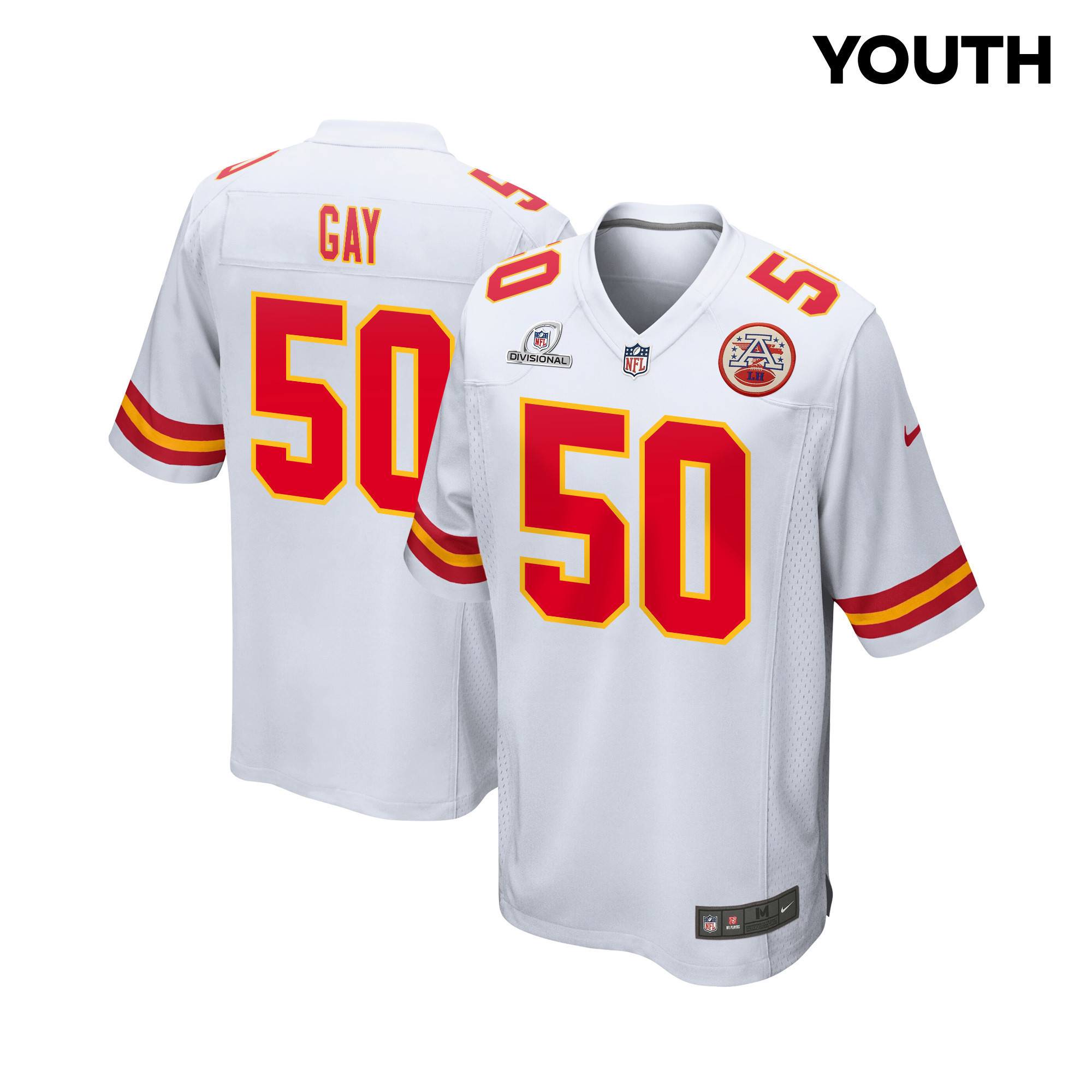 Willie Gay 50 Kansas City Chiefs Super Bowl LVIII Patch Game YOUTH Jersey - White
