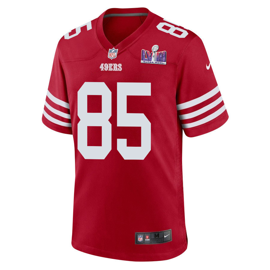George Kittle 85 San Francisco 49ers Super Bowl LVIII Patch Game Men Jersey - Scarlet