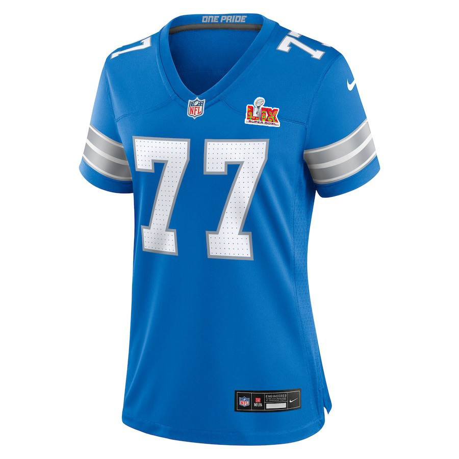 Frank Ragnow #77 Detroit Lions Super Bowl LIX Women's Jersey - Blue