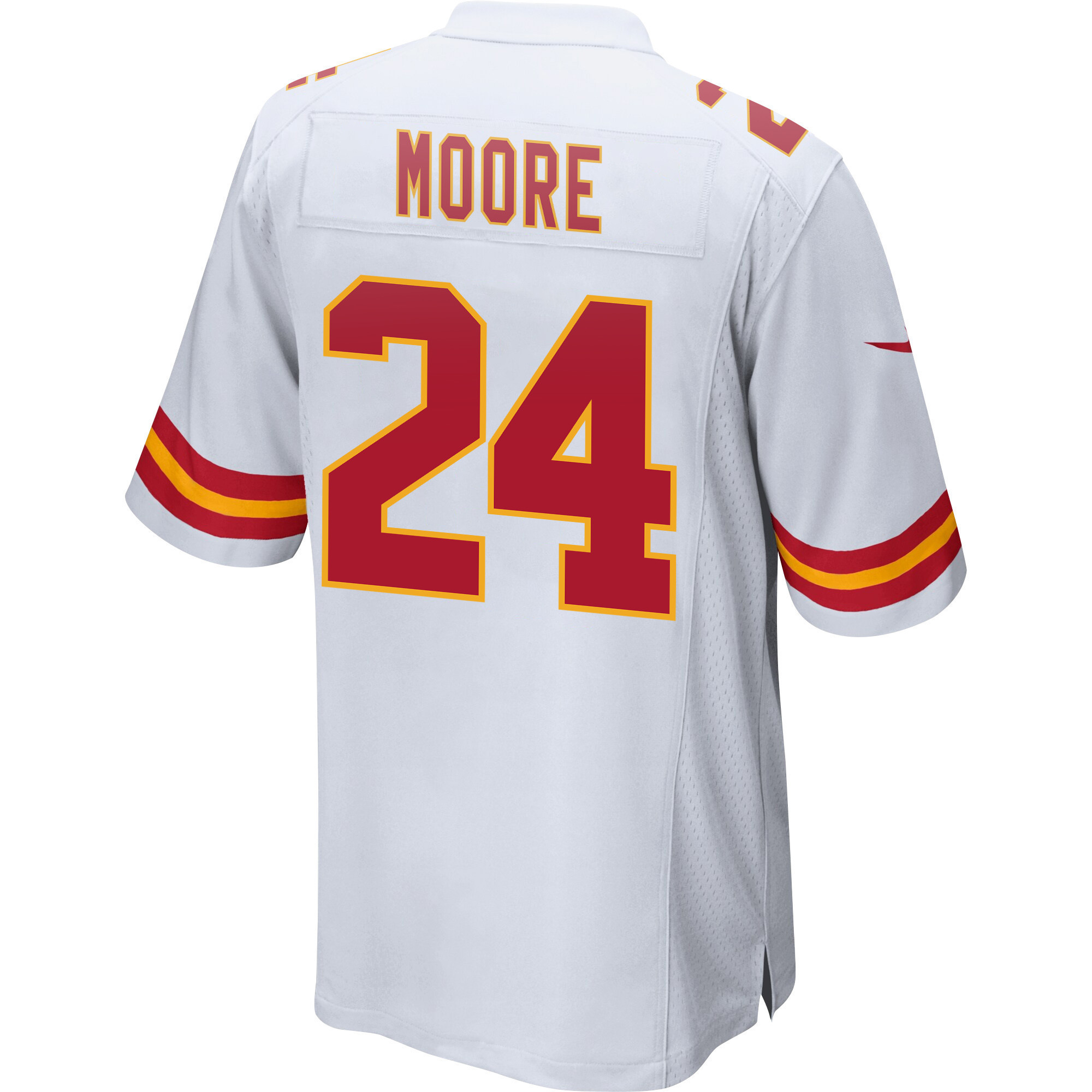Skyy Moore 24 Kansas City Chiefs Super Bowl LVII Champions 3 Stars Men Game Jersey - White
