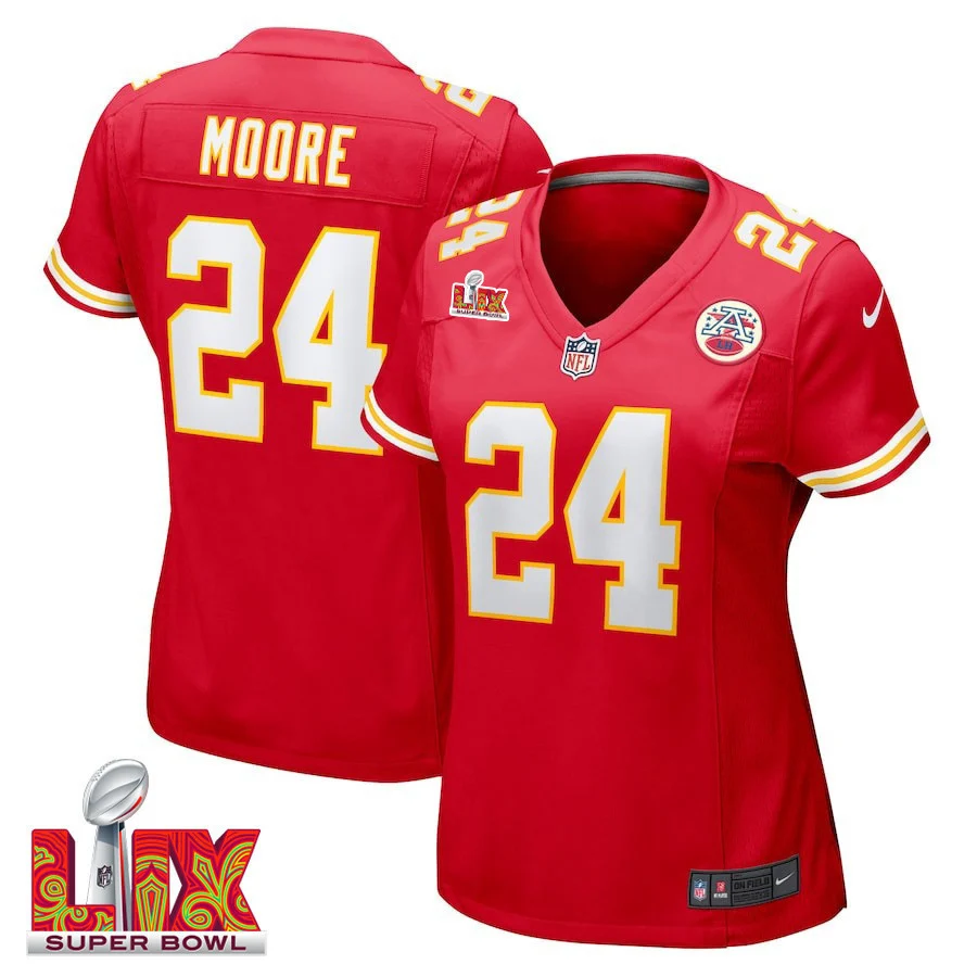 Skyy Moore #24 Kansas City Chiefs Super Bowl LIX Women's Jersey - Red