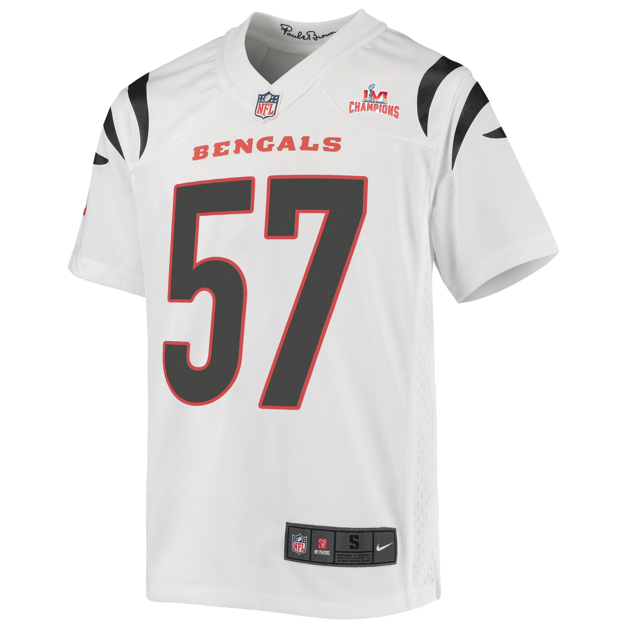 Super Bowl LVI Champions Cincinnati Bengals Germaine Pratt 57 White Youth's Jersey Jersey