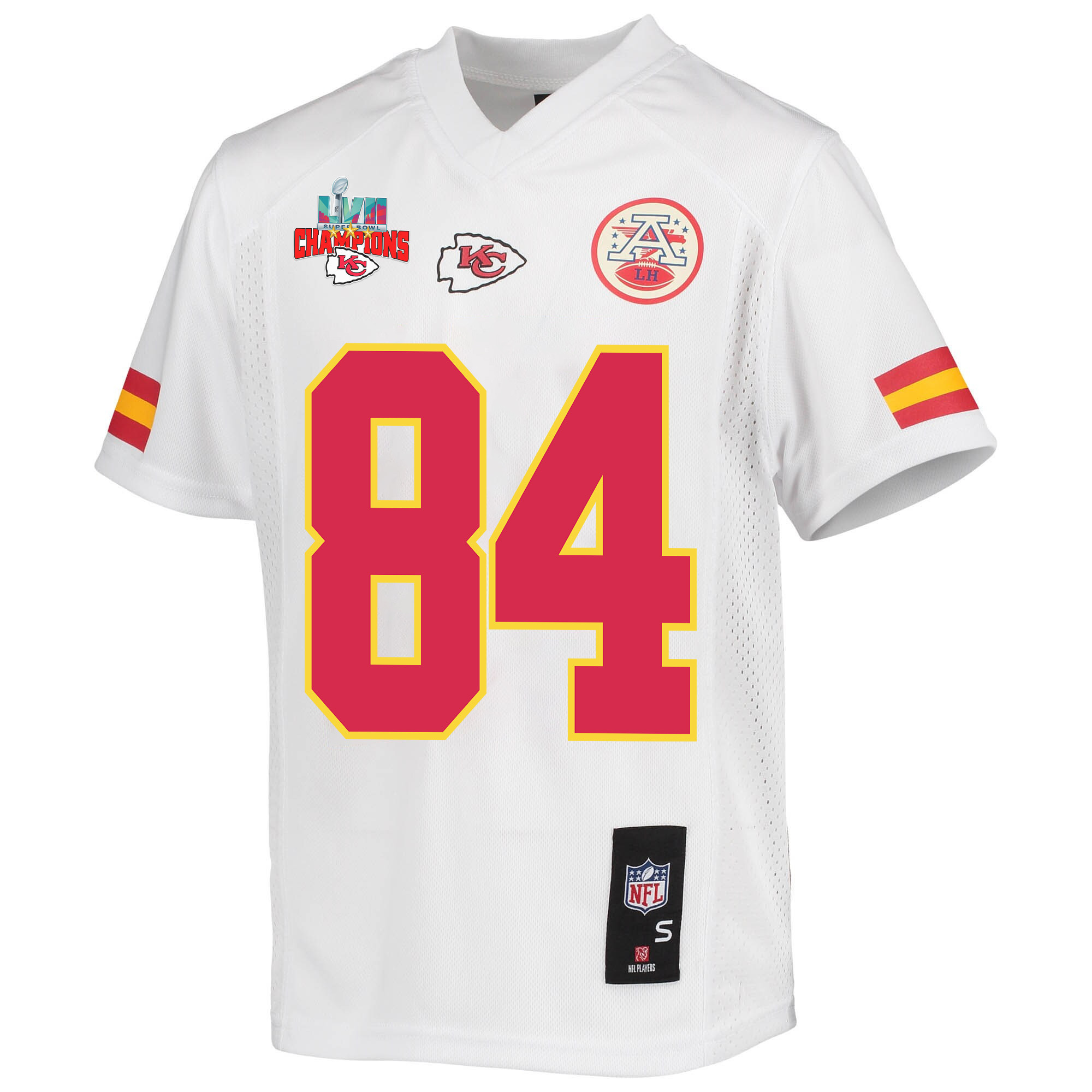 Justin Watson 84 Kansas City Chiefs Super Bowl LVII Champions 3 Stars Youth Game Jersey - White