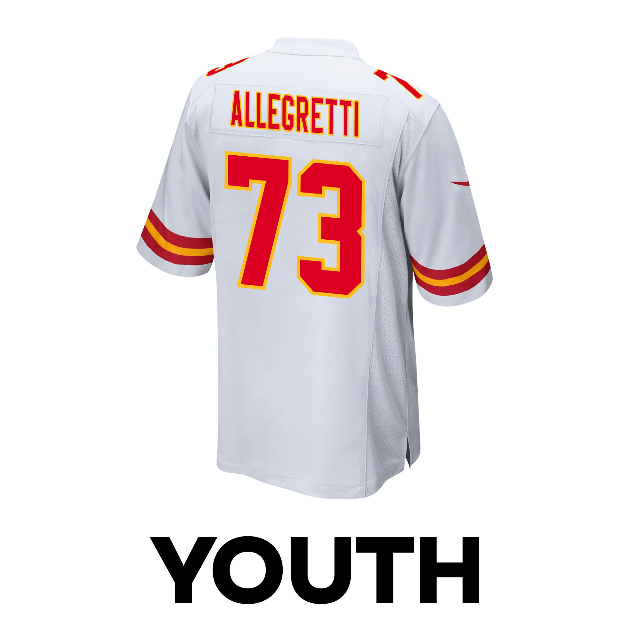 Nick Allegretti 73 Kansas City Chiefs Super Bowl LVIII Patch Game YOUTH Jersey - White
