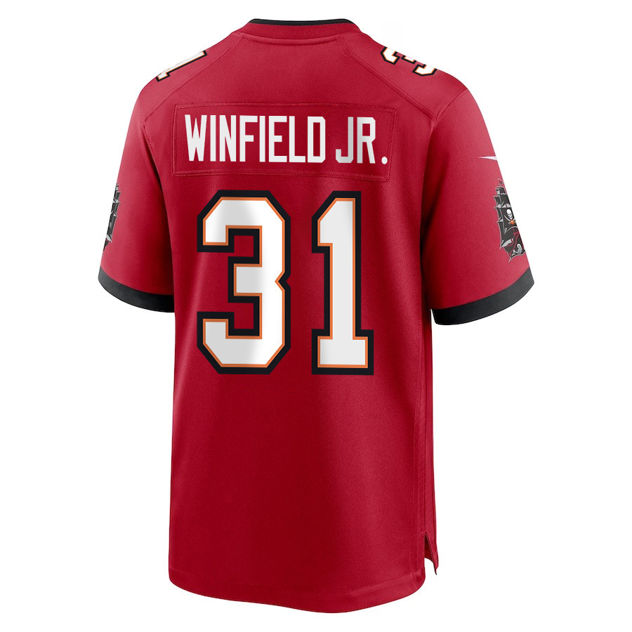 Antoine Winfield Jr. 31 Tampa Bay Buccaneers Super Bowl LIX New Orleans Patch Game Men Jersey - Red