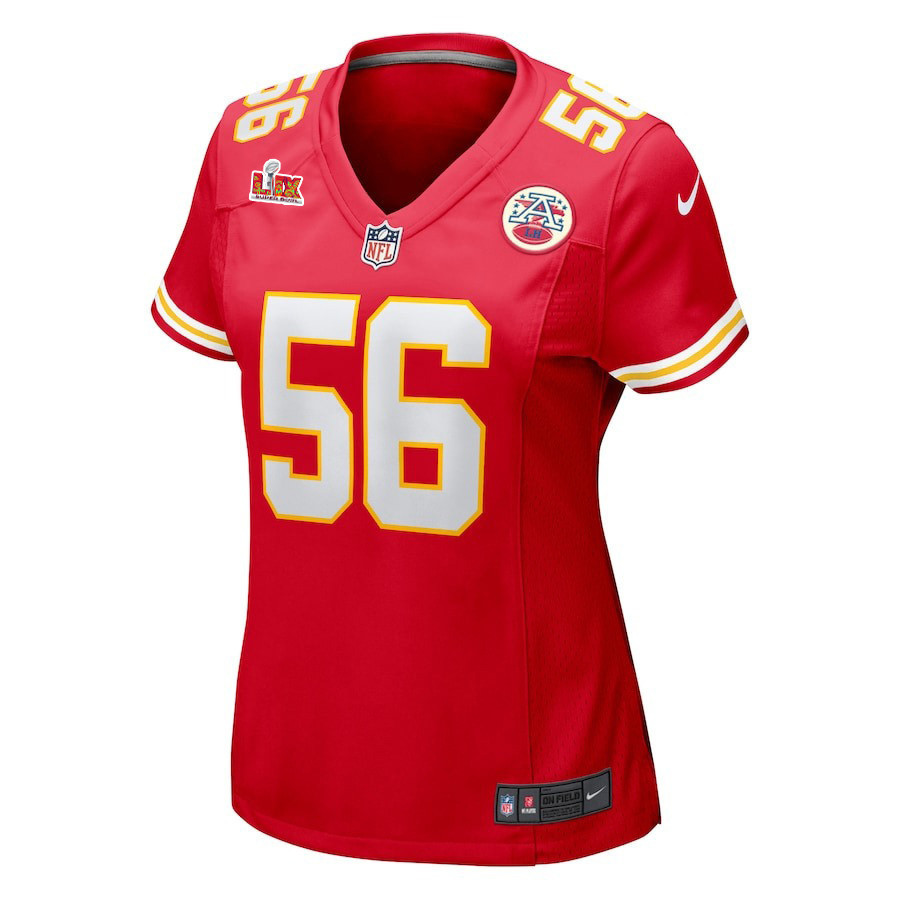 George Karlaftis #56 Kansas City Chiefs Super Bowl LIX Women's Jersey - Red