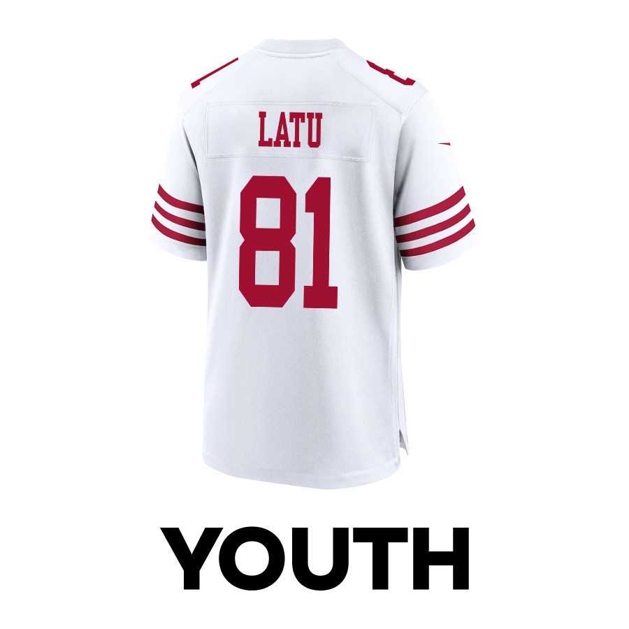 Cameron Latu 81 San Francisco 49ers Super Bowl LVIII Patch Game YOUTH Jersey - White