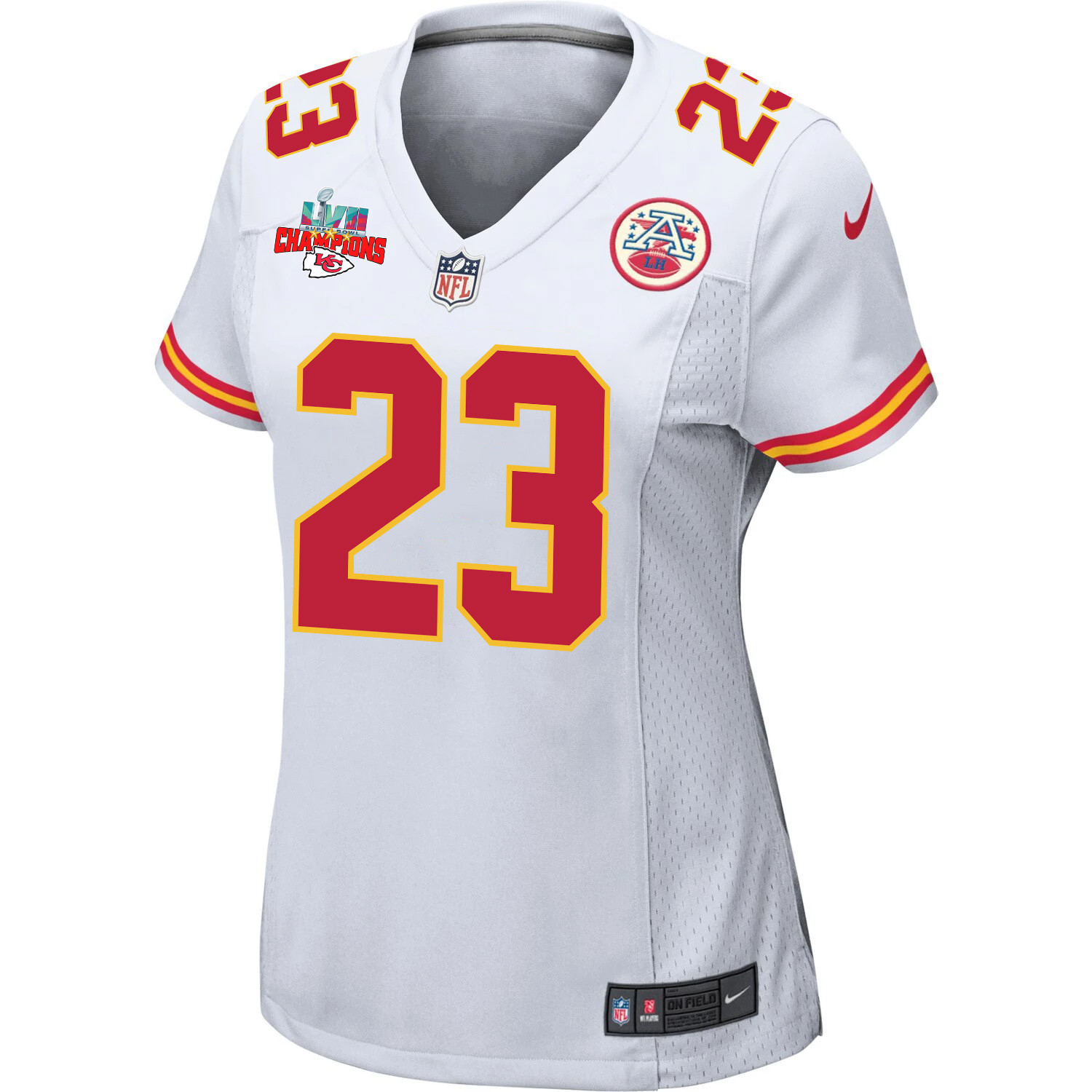 Joshua Williams 23 Kansas City Chiefs Super Bowl LVII Champions 3 Stars Women Game Jersey - White