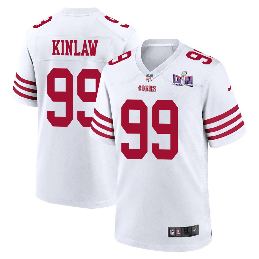 Javon Kinlaw 99 San Francisco 49ers Super Bowl LVIII Patch Game Men Jersey - White