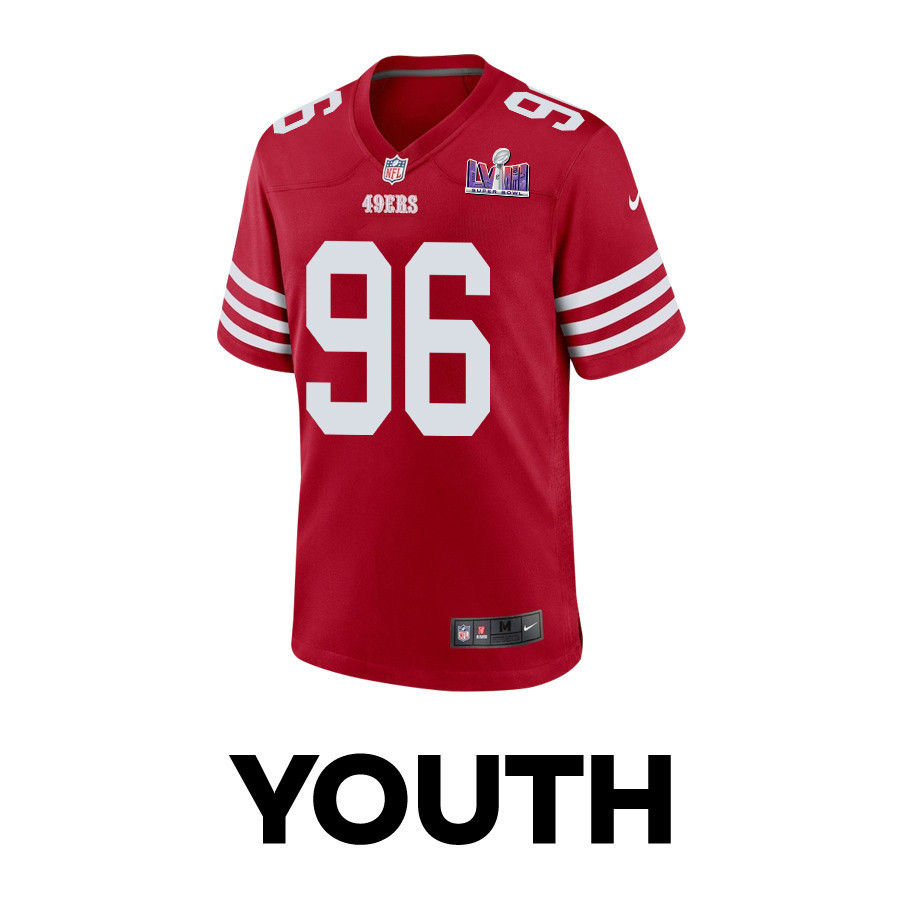 T.Y. McGill 96 San Francisco 49ers Super Bowl LVIII Patch Game YOUTH Jersey - Scarlet