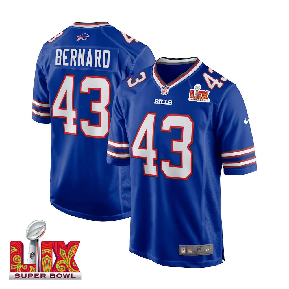 Terrel Bernard #43 Buffalo Bills Super Bowl LIX Jersey - Men's - Royal