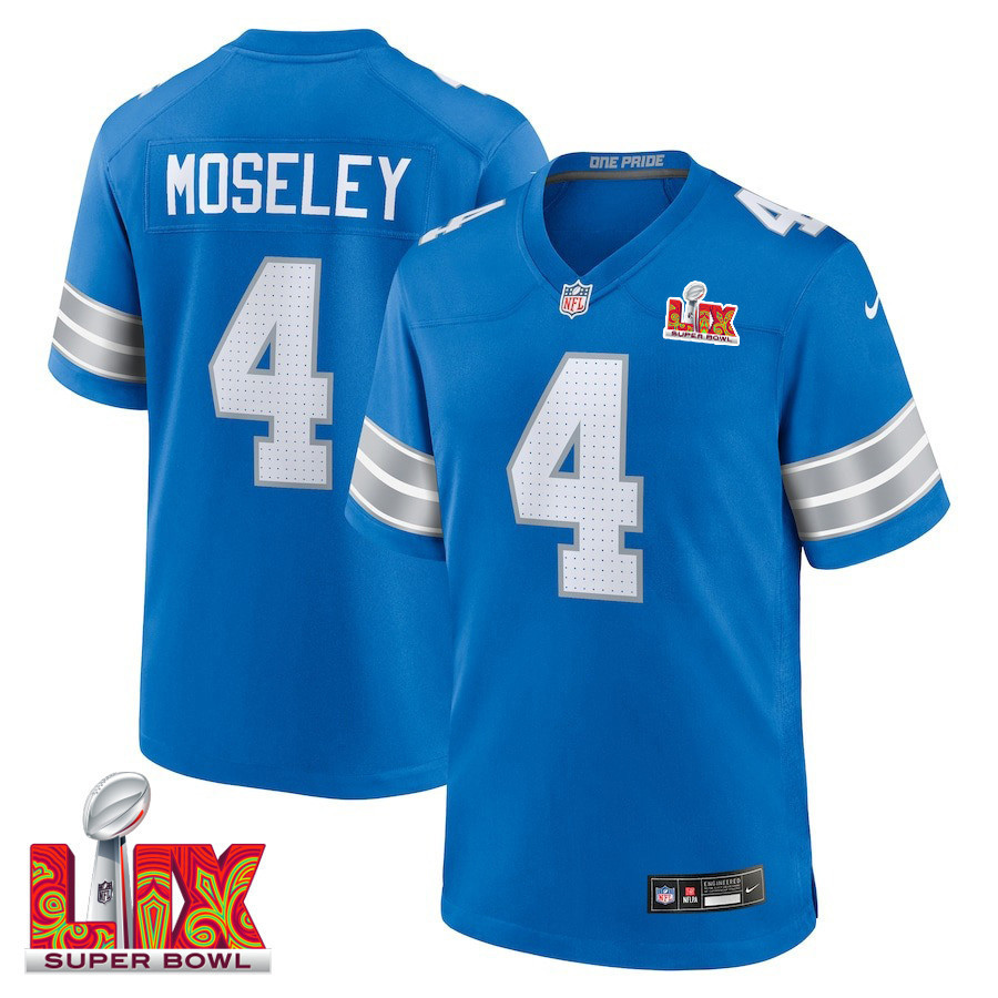Emmanuel Moseley #4 Detroit Lions Super Bowl LIX Jersey - Men's - Blue