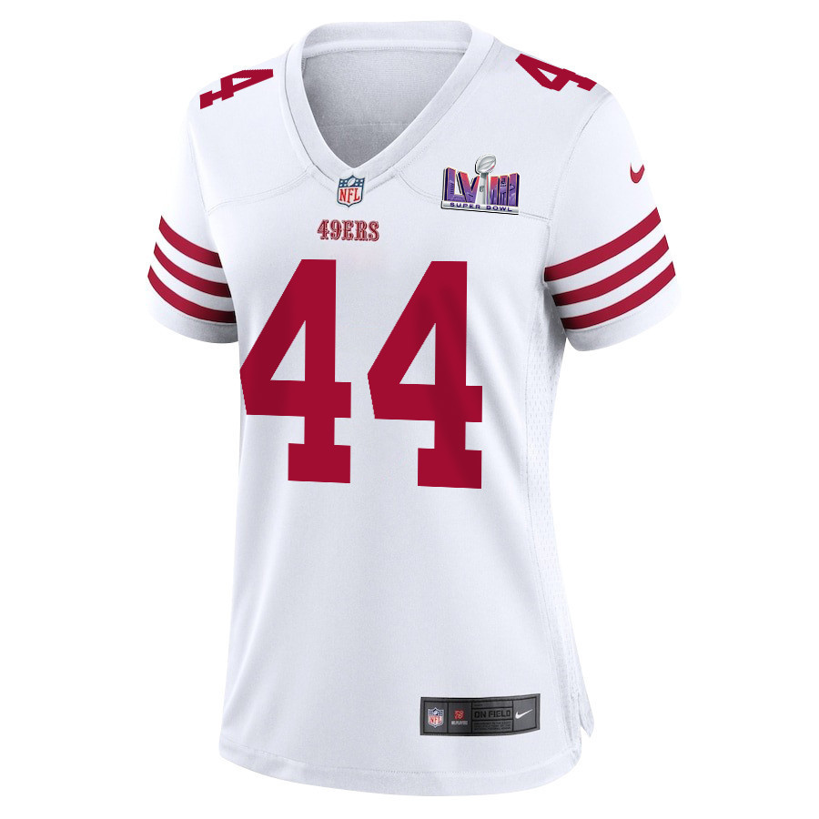 Kyle Juszczyk 44 San Francisco 49ers Super Bowl LVIII Patch Game Women Jersey - White