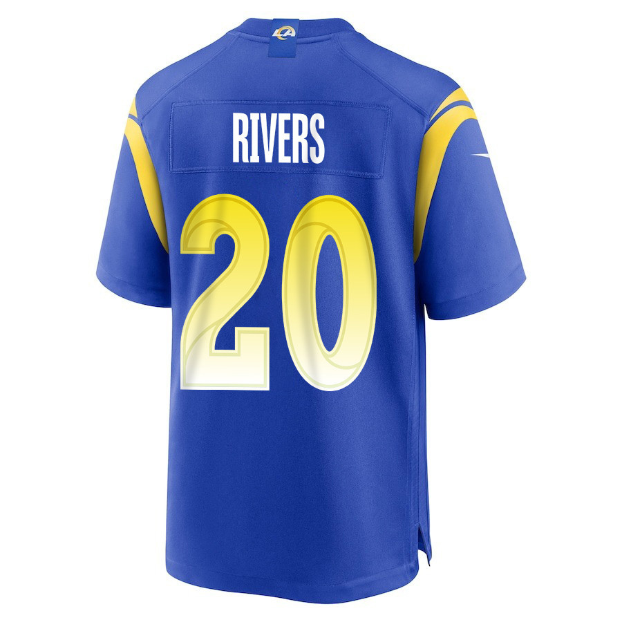Ronnie Rivers 20 Los Angeles Rams Super Bowl LIX New Orleans Patch Game Men Jersey - Royal