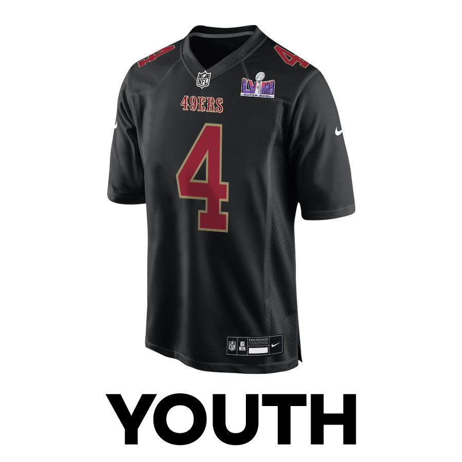 Jake Moody 4 San Francisco 49ers Super Bowl LVIII Patch Fashion Game YOUTH Jersey - Carbon Black