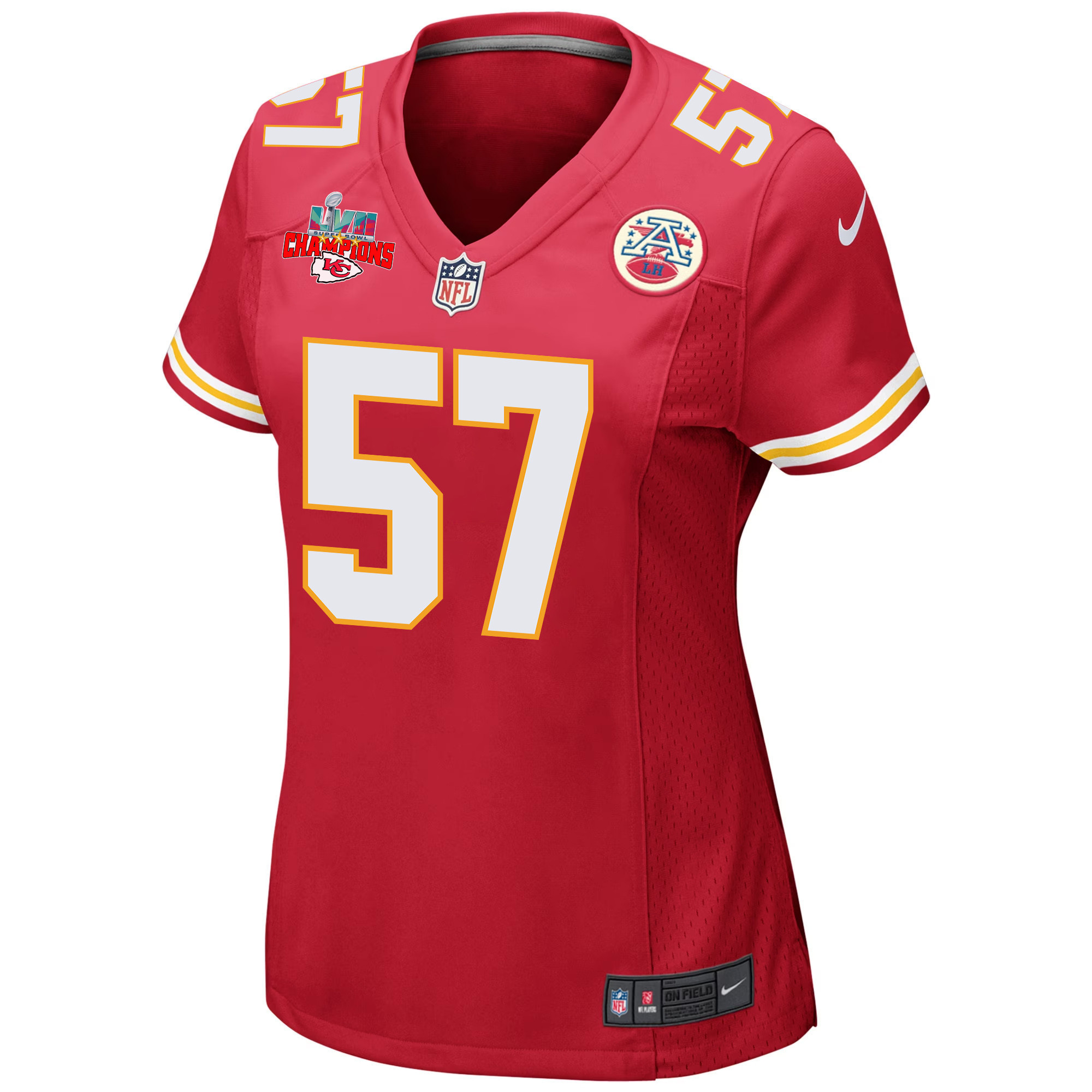 Orlando Brown 57 Kansas City Chiefs Super Bowl LVII Champions 3 Stars Women Game Jersey - Red