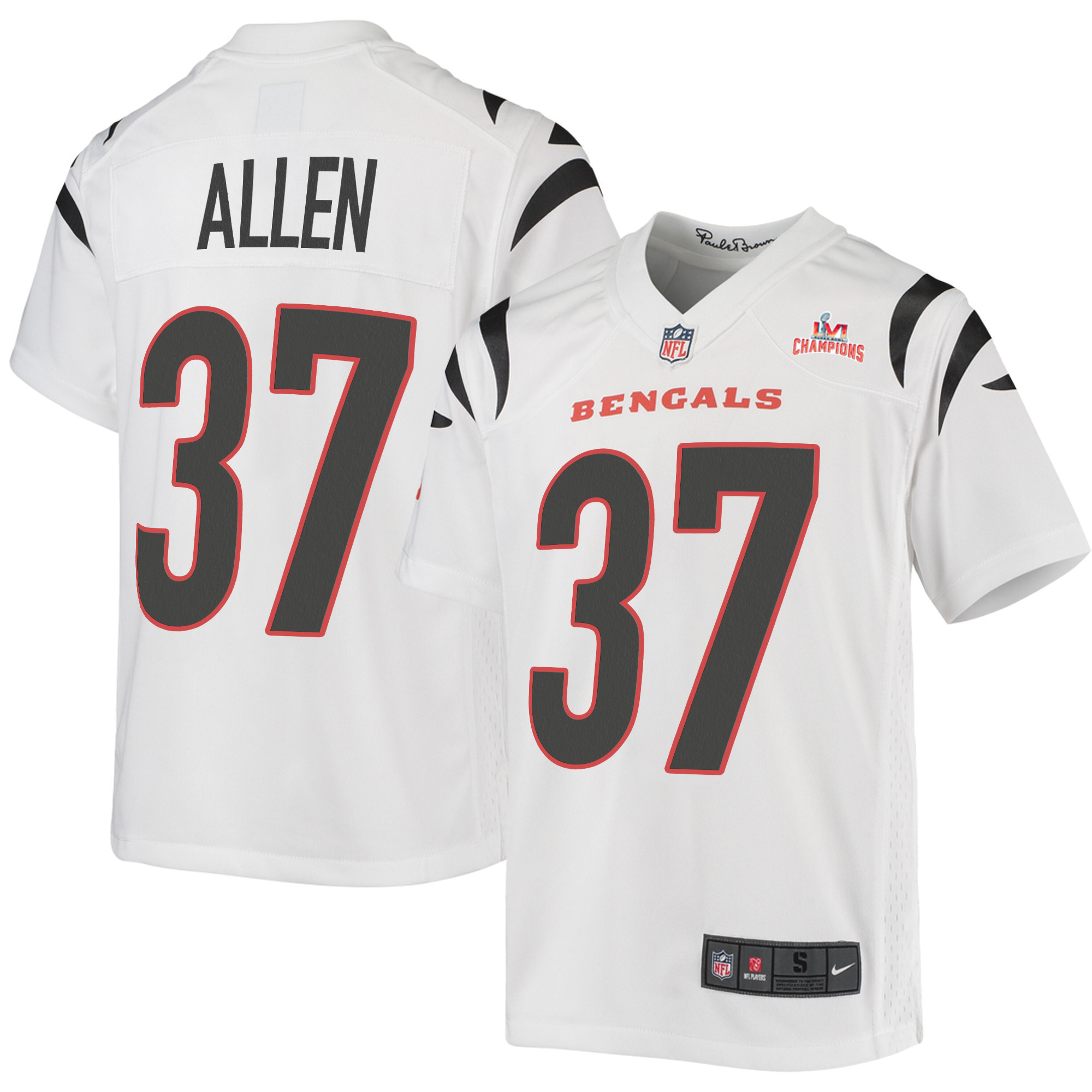 Super Bowl LVI Champions Cincinnati Bengals Ricardo Allen 37 White Youth's Jersey Jersey