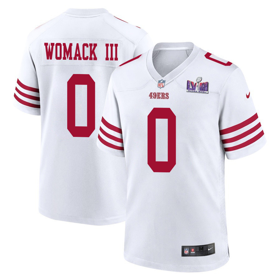 Samuel Womack III 0 San Francisco 49ers Super Bowl LVIII Patch Game Men Jersey - White