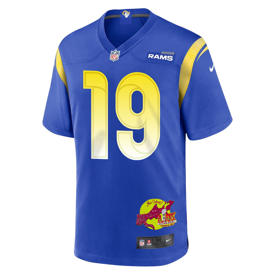 Xavier Smith 19 Los Angeles Rams Super Bowl LIX New Orleans Patch Game Men Jersey - Royal