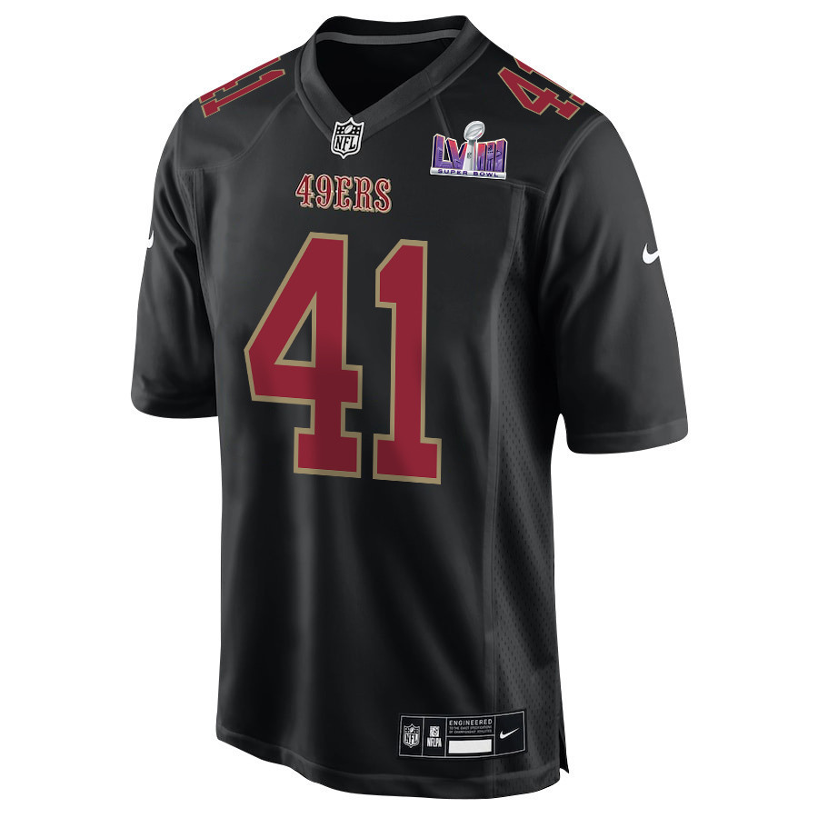 Tayler Hawkins 41 San Francisco 49ers Super Bowl LVIII Patch Fashion Game Men Jersey - Carbon Black