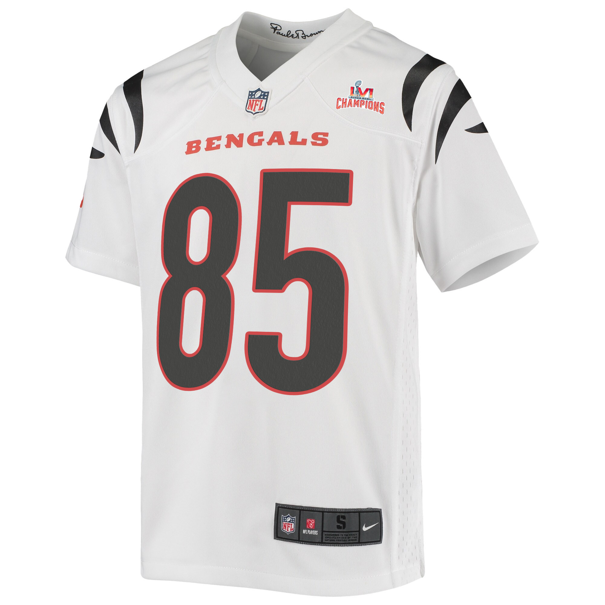 Super Bowl LVI Champions Cincinnati Bengals Tee Higgins 85 White Youth's Jersey Jersey