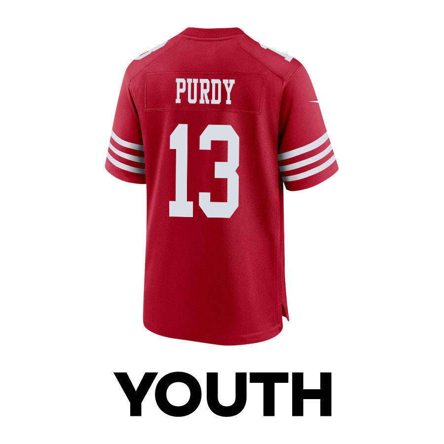 Brock Purdy 13 San Francisco 49ers Super Bowl LVIII Patch Game YOUTH Jersey - Scarlet