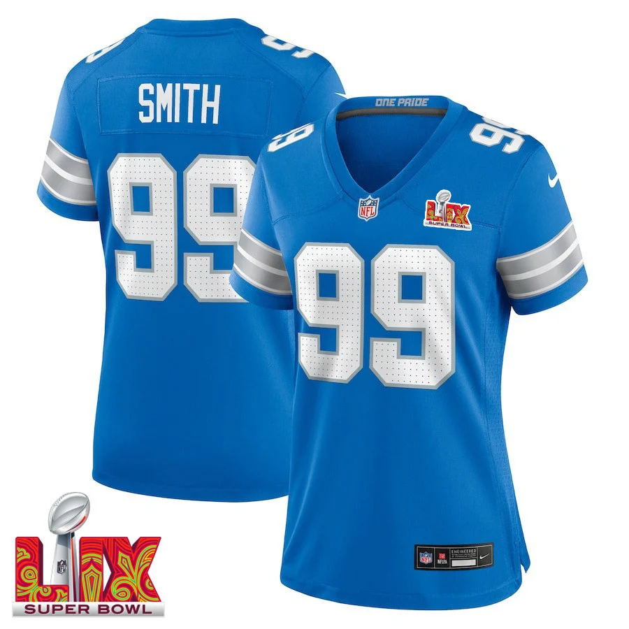 Za'Darius Smith #99 Detroit Lions Super Bowl LIX Women's Jersey - Blue