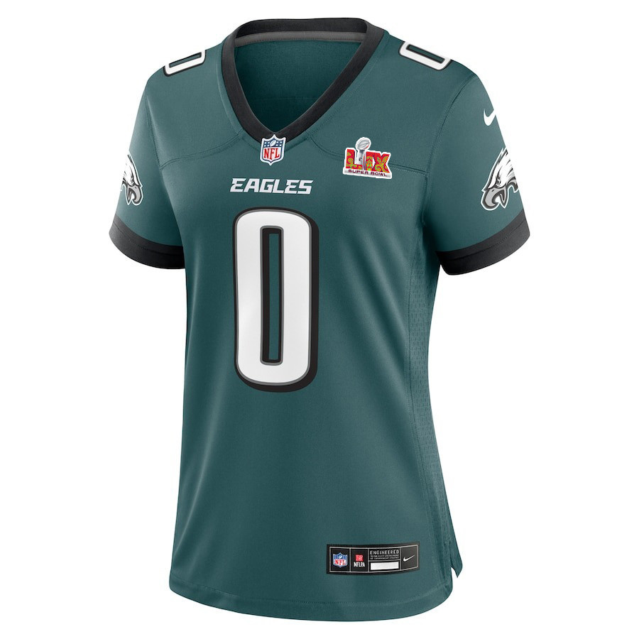 Bryce Huff #0 Philadelphia Eagles Super Bowl LIX Women's Jersey - Midnight Green