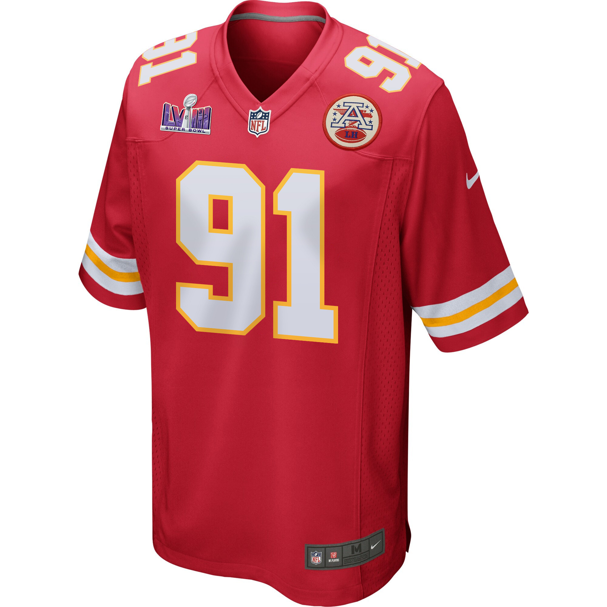 Derrick Nnadi 91 Kansas City Chiefs Super Bowl LVIII Patch Game Men Jersey - Red